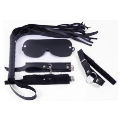 Kit sado x4 piezas de ecocuero negro - Bangover Sex Shop en Cordoba juguetes sexuales