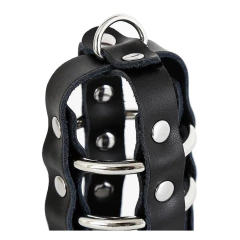 Jaula castidad de cuero 3 anillos 4cm - Bangover Sex Shop en Cordoba juguetes sexuales