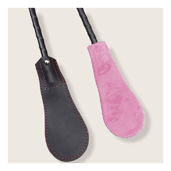 Fusta de cuero con peluche rosa - comprar online