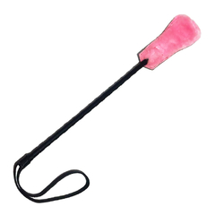 Fusta de cuero con peluche rosa