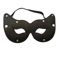 Antifaz gatúbela cuero y peluche negro - comprar online