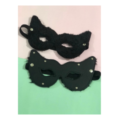 Antifaz gatúbela cuero y peluche negro - tienda online