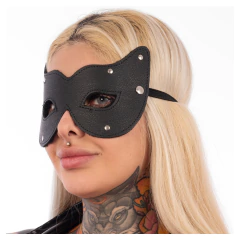 Antifaz gatúbela cuero y peluche negro - tienda online