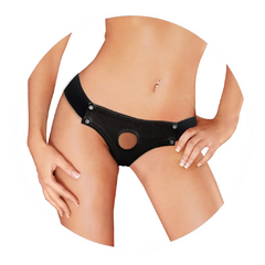 Arnés de cuero para doble penetración - comprar online
