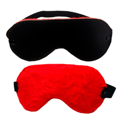 Antifaz de cuero con peluche rojo