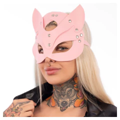 Mascara de gatita eco cuero rosa - Bangover Sex Shop en Cordoba juguetes sexuales
