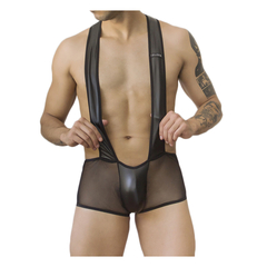 Body con transparencia y tiras negro