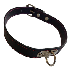 Collar de cuero liso negro regulable - comprar online