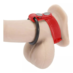 Anillo doble para pene rojo de ecocuero en internet