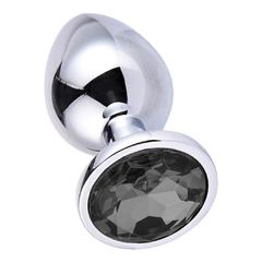 Plug anal metálico joya negra talle S