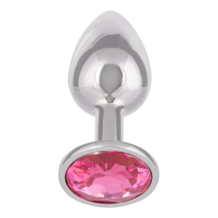Plug anal metálico con joya rosa tall S