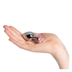 Plug anal metálico con joya rosa tall S - comprar online