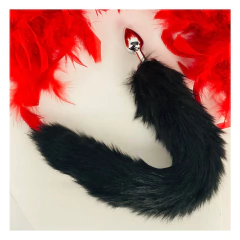 Plug anal de acero cola negra talle S - Bangover Sex Shop en Cordoba juguetes sexuales