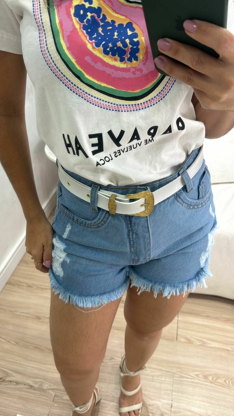Shorts jeans cinto