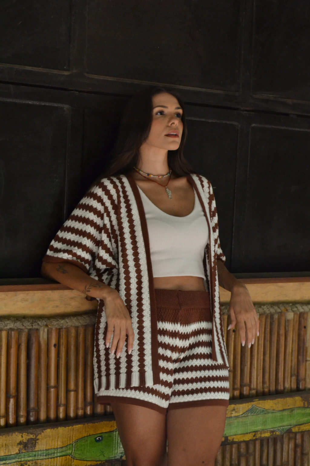 KIMONO TRICOT MARROM - REF 2950