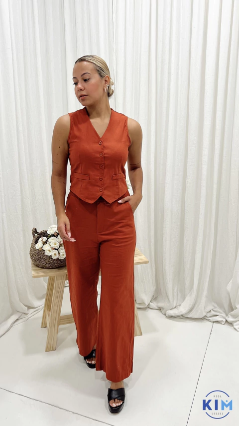Conjunto Pantalon y Chaleco Lino