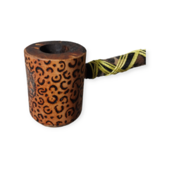 Cachimbo xamânico desenho Onça Pintada amarelo - Rezofolha