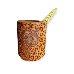 Cachimbo xamânico desenho Onça Pintada amarelo