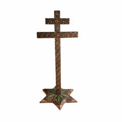 Santo Cruzeiro de madeira grafismo jiboia