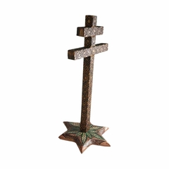 Santo Cruzeiro de madeira grafismo jiboia - comprar online