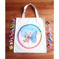 Ecobag Serie Aquarela e bordado - PRIMAVERA -