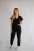 PIJAMA CIRÚRGICO BORDADO - SCRUB FEMININO GOLA V PRETO - Noite de Lua