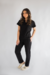 PIJAMA CIRÚRGICO BORDADO - SCRUB FEMININO GOLA PRINCESA PRETO - comprar online