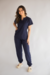 PIJAMA CIRÚRGICO BORDADO - SCRUB FEMININO GOLA PRINCESA MARINHO - comprar online