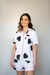 PIJAMA AMERICANO CURTO BRANCO CORAÇÃO PRETO DETALHES ROSÊ
