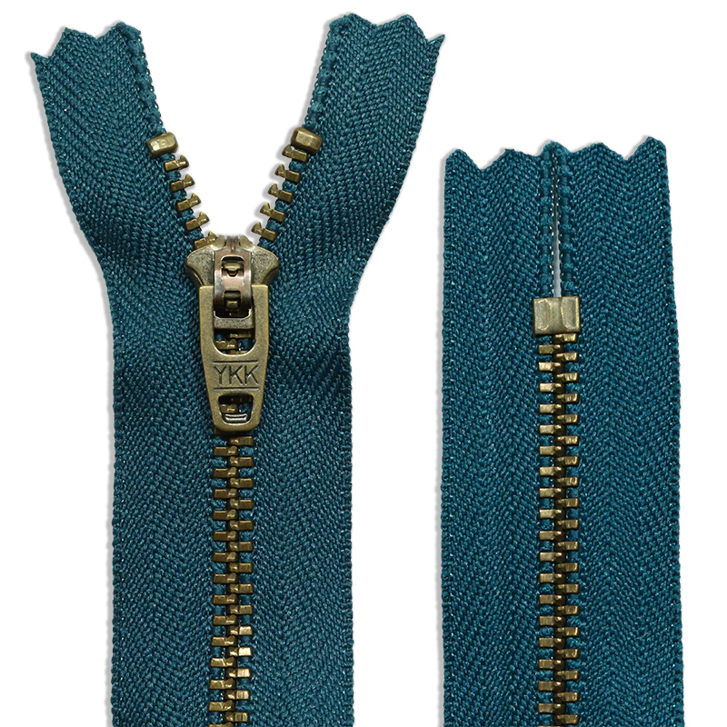 Zíper de metal 045 fixo ouro velho YKK YGRKBC 459 c/ 1 un