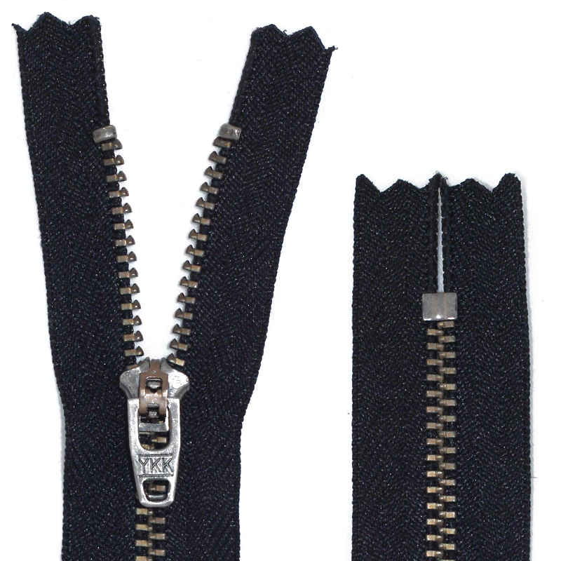 Zíper de metal 045 fixo prata velha YKK YGRTHC 459 c/ 1 un