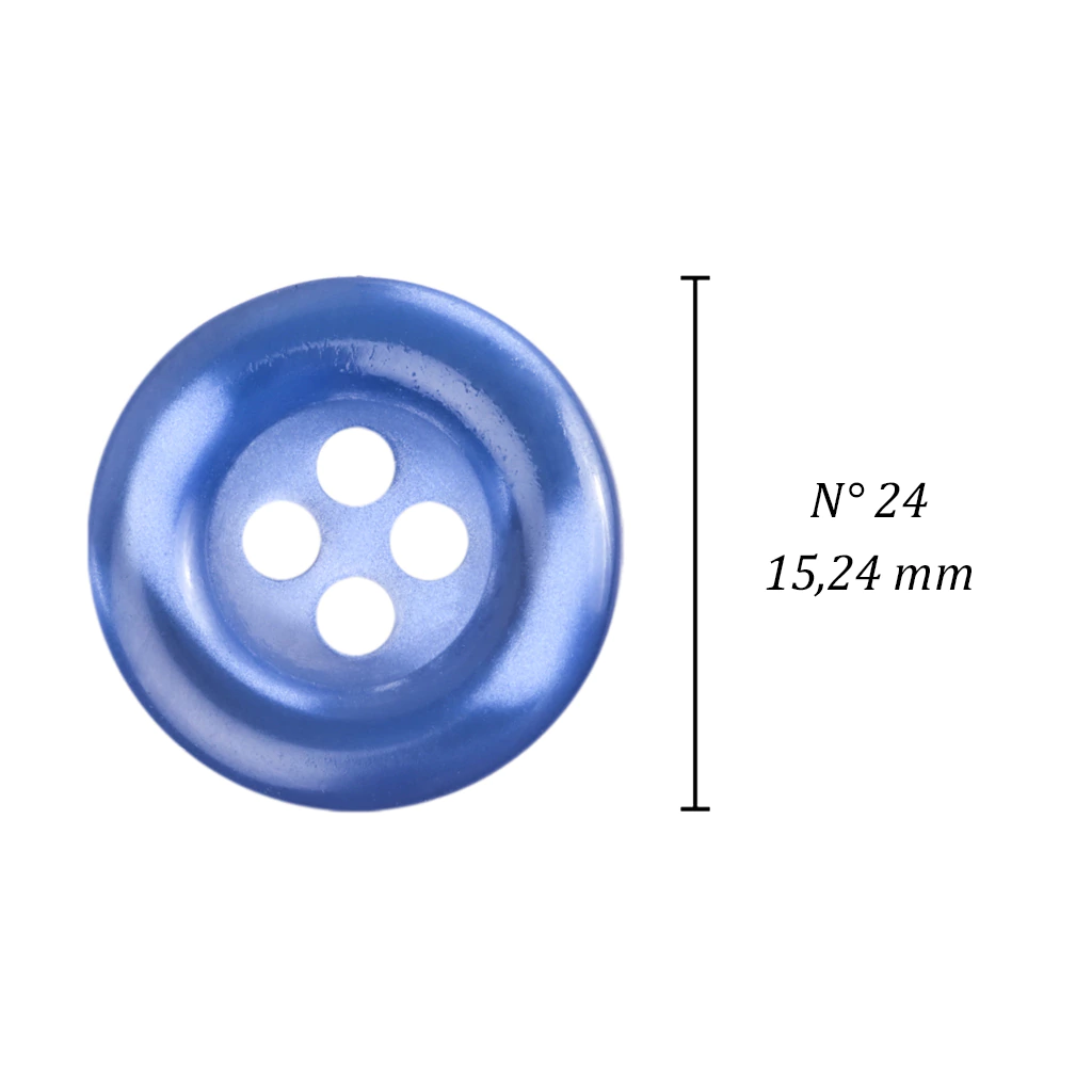 Botão de casear azul Corozita 1010/24 com 15,24 mm de diâmetro