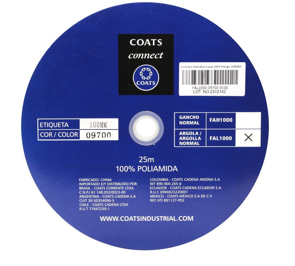 Fecho de contato velcro 100 mm Coats Connect ARGOLA preto c/ 25 m - comprar online