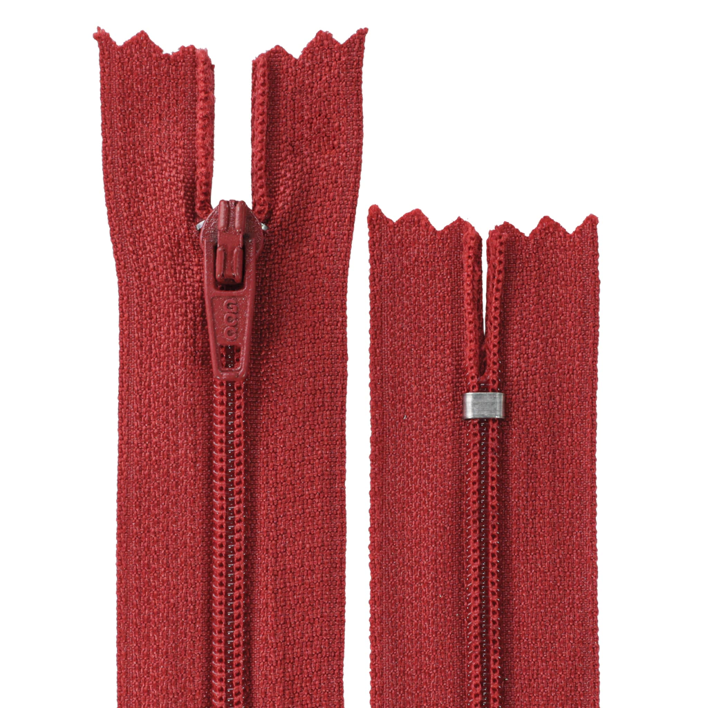 Zíper de poliéster vermelho 03 fixo UBC com 1 unidade