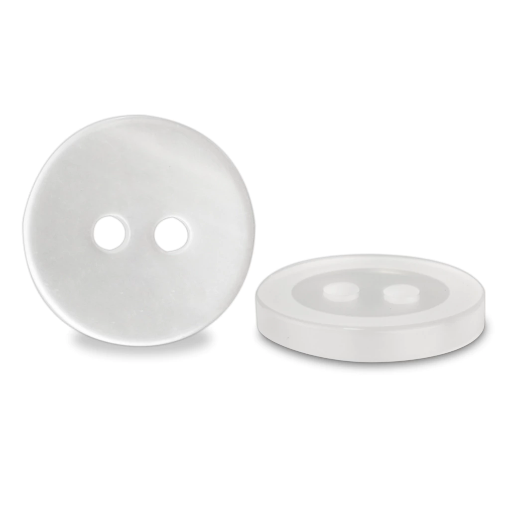 Botão de casear branco de 13 mm com dois furos, modelo Corozita 1020/20.