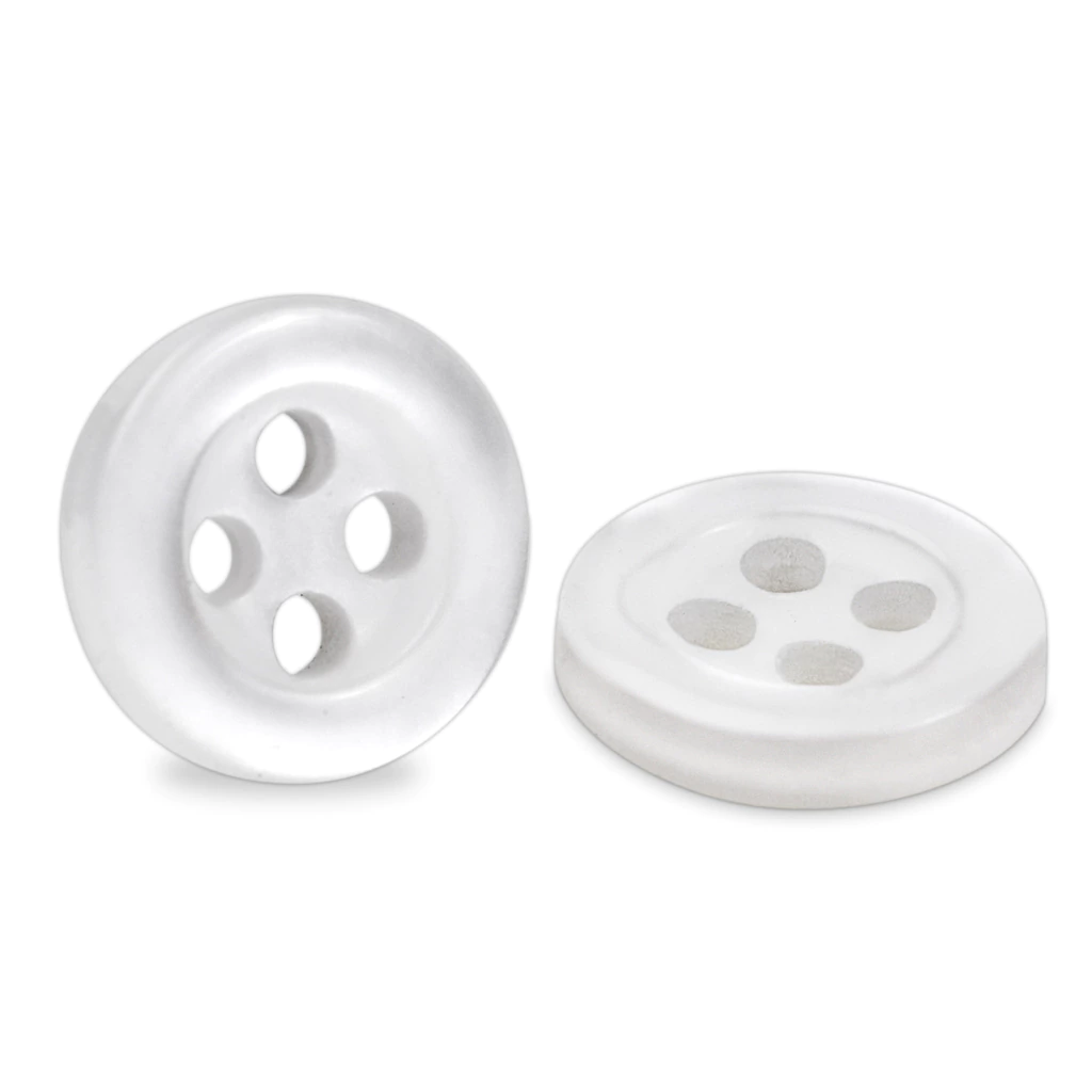 Botão de casear 09 mm Corozita 1157/14 branco, exibindo frente e verso.