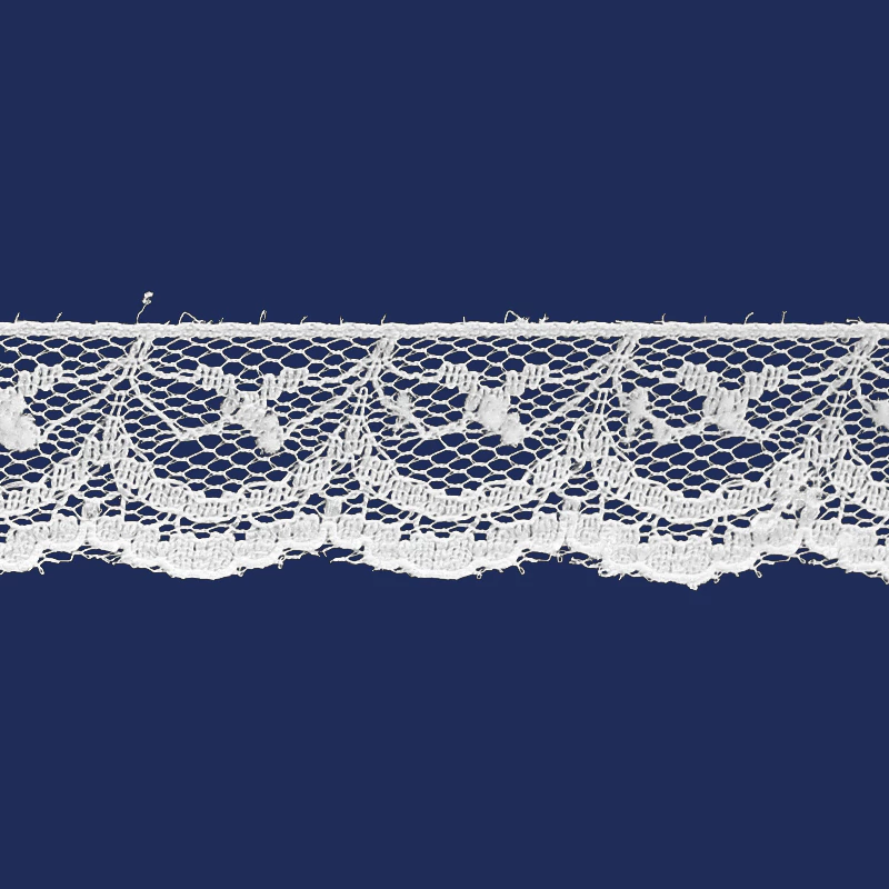 Renda de poliamida 021 mm Najar branca 900/5 c/ 50 m - Armarinhos 25 - Zíperes e Aviamentos para Confecções