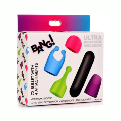 Imagen de Bala Vibradora Recargable Con Fundas - 7x Bang Bullet attachments