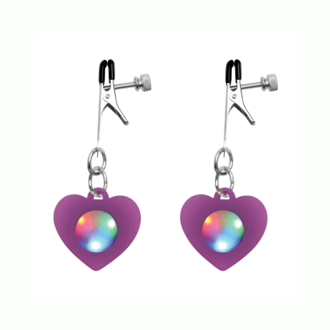 Pezoneras BDSM Con Luz - Charmed Light Up Heart Purple