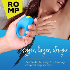 Imagen de Anillo Vibrador Silicon Recargable Sumergible Juke Azul Romp