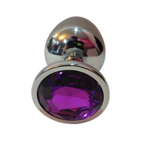 Plug Anal Metálico Grande Gema Morada - Butt Plug Stoys