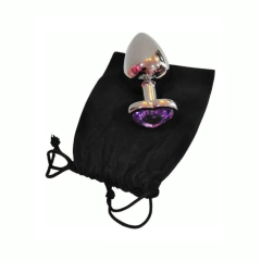 Butt Plug Anal Metálico Grande Con Gema De Corazón Lila en internet