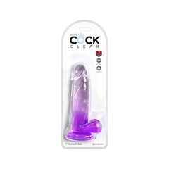 Dildo Consolador Cristalino - King Cock Clear 7 Purple Balls - comprar en línea