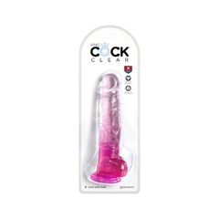 Dildo Consolador Cristalino Rosa - King Cock Clear 8 Balls - comprar en línea