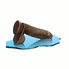 Dildo Consolador Autolubricado - Dr Skin Glide 7 Chocolate Con Testículos - comprar en línea