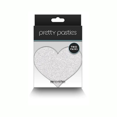 Parches De Pezón Corazón - Pretty Pasties Glitter Hearts Red Silver - comprar en línea