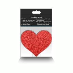 Parches De Pezón Corazón - Pretty Pasties Glitter Hearts Red Silver en internet