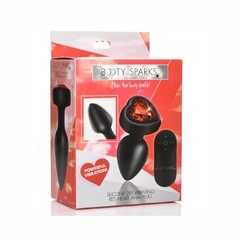 Imagen de Plug Anal Vibrador Chico A Control Con Corazón Rojo - Booty Sparks