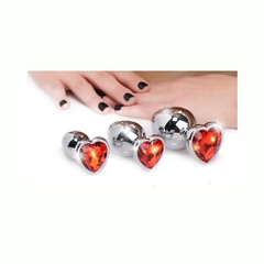 Set 3 Plugs Anales De Corazón - Red Heart Gem Booty Sparks - Piccolo Boutique
