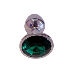 Butt Plug Anal Chico De Metal Con Cristal Verde - Piccolo Boutique